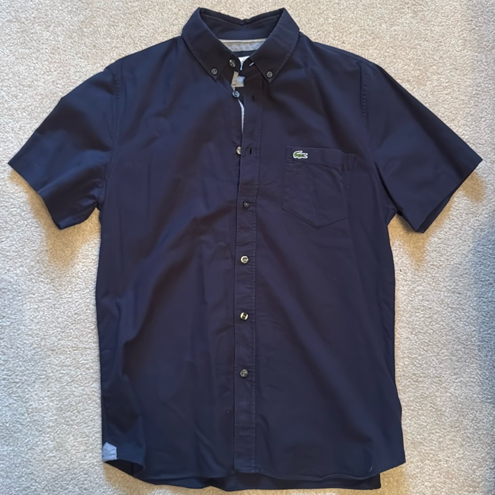 Lacoste men’s navy short sleeve button up